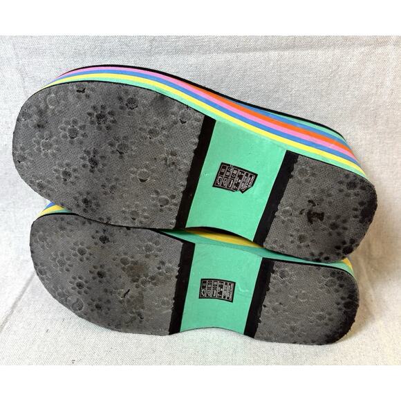 Rocket Dog Platform Flip Flops Rainbow Wedge Black Women's Size 7 - Picture 4 of 5